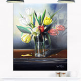 red white yellow tulips floral painting canvas print PT7656