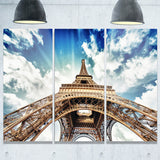 eiffel tower with fast moving clouds photography canvas print PT7777