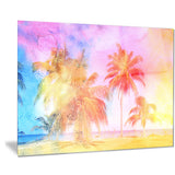 high rise retro palm trees landscape painting canvas print PT7795