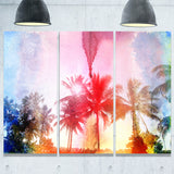 retro palm trees long view landscape painting canvas print PT7797