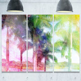 green retro palm trees landscape painting canvas print PT7798