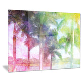 green retro palm trees landscape painting canvas print PT7798