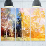 retro palms in yellow shade landscape painting canvas print PT7799