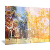 retro palms in yellow shade landscape painting canvas print PT7799