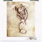 fantasy dragon tattoo sketch digital art canvas print PT7811