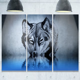 wolf head with water reflections tattoo digital art canvas print PT7823