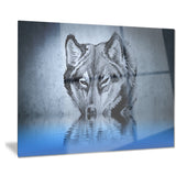 wolf head with water reflections tattoo digital art canvas print PT7823