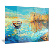 colorful lake with boats seascape painting canvas print PT7833