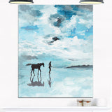 man and horse running on water seascape painting canvas print PT7840