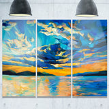 orange sunset with blue sky modern painting canvas print PT7847