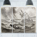 vintage shipwreck seascape painting canvas print PT7849
