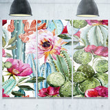 cactus pattern watercolor floral digital art canvas print PT7856