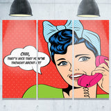 woman talking on phone portrait digital art canvas print PT7881