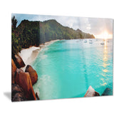 tropical beach with blue waters seascape photo canvas print PT7896