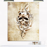vintage style skull devil tattoo digital art canvas print PT7901