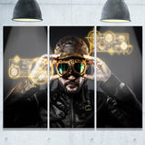 fighter pilot with hat and glasses portrait digital art canvas print PT7956