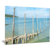 wooden piers by blue sea seascape photo canvas print PT8201