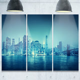 blue new york at night cityscape digital art canvas print PT8295