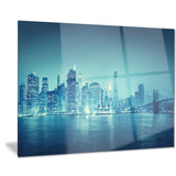 blue new york at night cityscape digital art canvas print PT8295