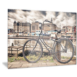 bike over bridge in amsterdam cityscape photo canvas print PT8312
