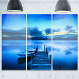 cloudy blue sky with pier seascape photo canvas print PT8363