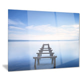 jetty remains in blue lake seascape photo canvas print PT8366