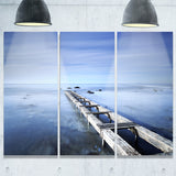 dark blue sky and large pier seascape photo canvas print PT8391