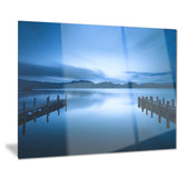 dark blue sea and piers seascape photo canvas print PT8392