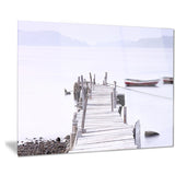 foggy sea with pier and boats seascape photo canvas print PT8403