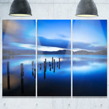 blue lake sunset with pier landscape photo canvas print PT8645