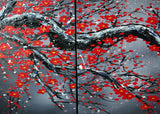 Modern Black Floral Oil Painting 1038 - 60x32in