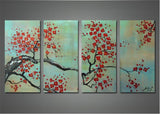 Red Flowers - Modern Canvas Floral Art 1146 - 48x28in