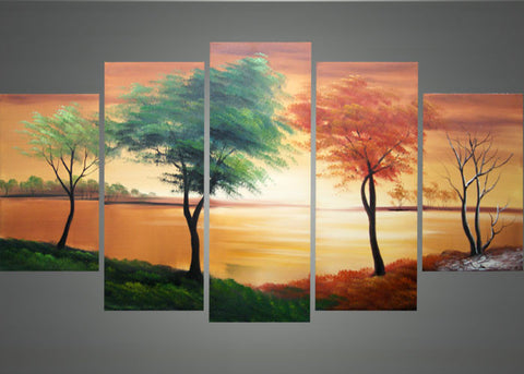 Trees Painting - Four Seasons Art 1373 - 60x32in