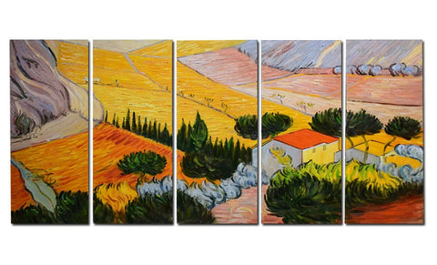 Van Gogh Enclosed Field with Ploughman Oil Painting 60 x 28 in