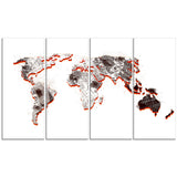 Red and Grey - Map Canvas Art PT2712