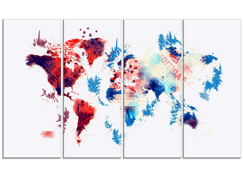 Red and Blue - Map Canvas Art PT2716
