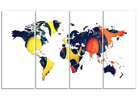 Orange and Yellow Geo World -  Map Canvas Art PT2722