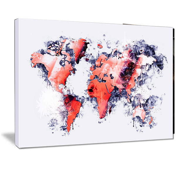 Red and Grey -  Map Canvas Art PT2738