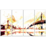 Golden Bridges Cityscape - Large Canvas Art PT3306