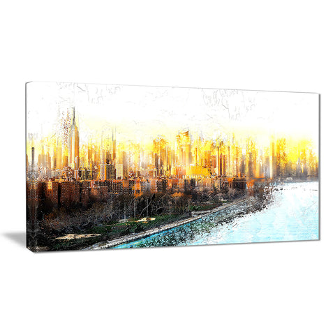 Abstract Sunset Cityscape  - Large Canvas Art PT3313