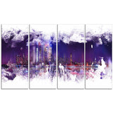 Abstract Purple Cityscape  - Large Canvas Art PT3320