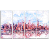 Pink Bay Cityscape  - Large Canvas Art PT3321