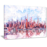 Pink Bay Cityscape  - Large Canvas Art PT3321