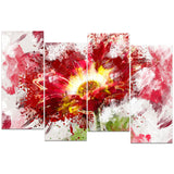 Red Abstract Sunflower - Floral Canvas Artwork