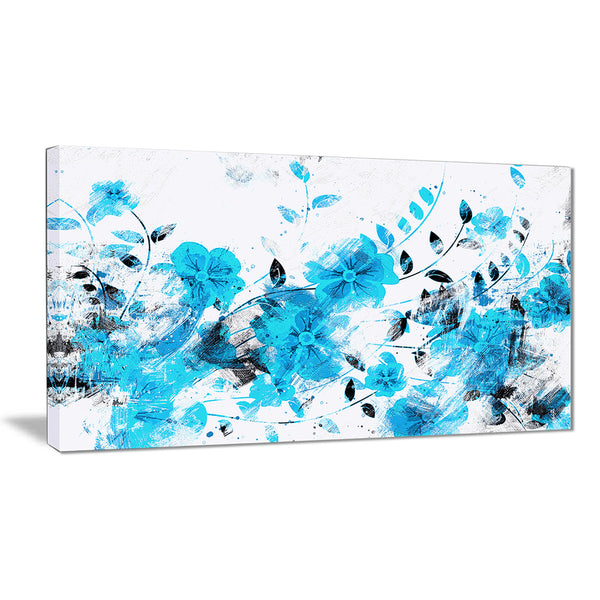 Light Blue Flower Trail - Floral Canvas Artwork