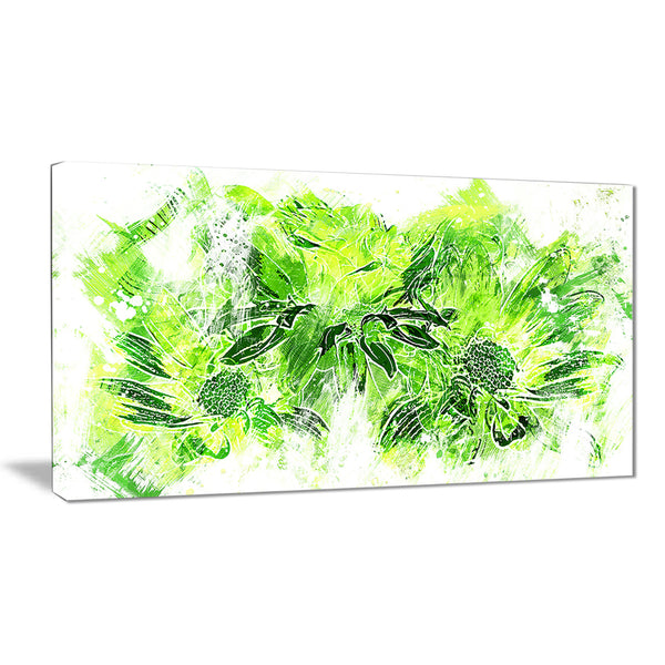 Electric Green Flowers - Floral Canvas Artwork