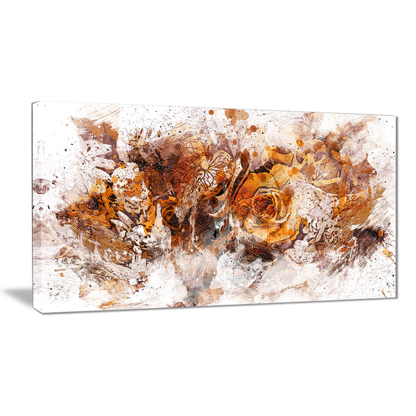 Light Brown Flowers - Floral Canvas Artwork