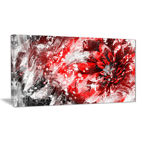 Modern Red and White Floral Art - Floral Canvas Artwork