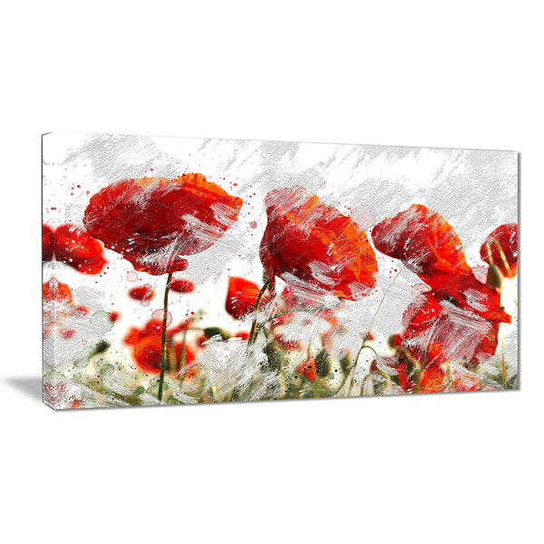 Orange Red Flower Buds - Floral Canvas Artwork