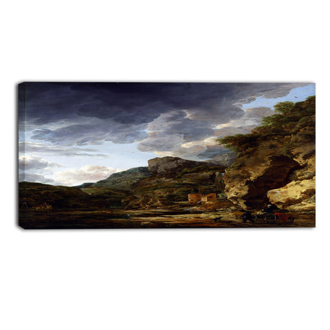 MasterPiece Painting - Herman Nauwincx Mountain Landscape with River and Wagon